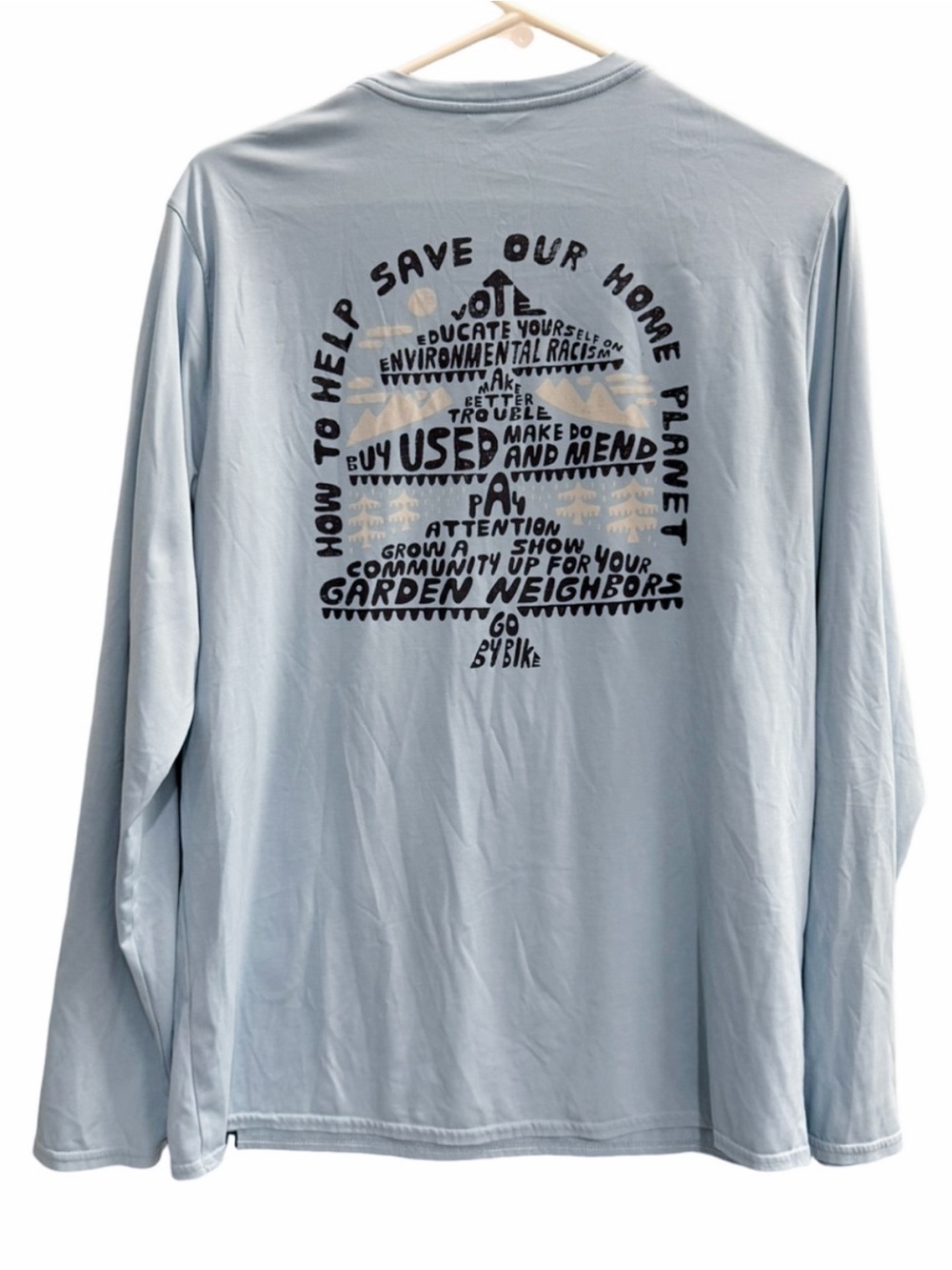 Patagonia Save Our Home Planet Long Sleeve Graphic Tee Men's Medium Blue